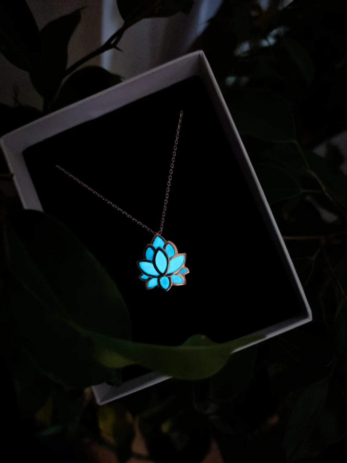 Night Glowing Lotus Necklace 925 Sterling Silver - Phosira Jewelry