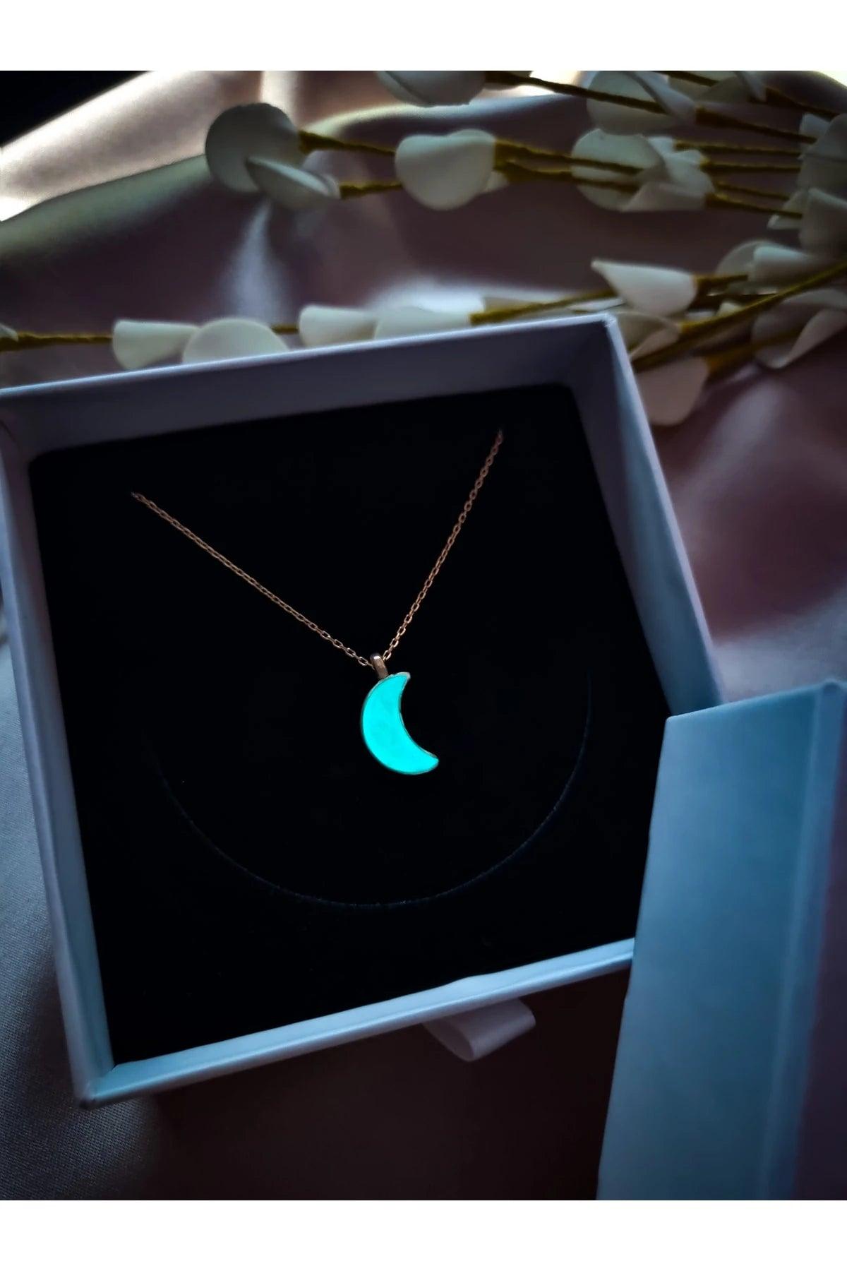 Night Shining Moon Necklace 925 Sterling Silver - Phosira Jewelry