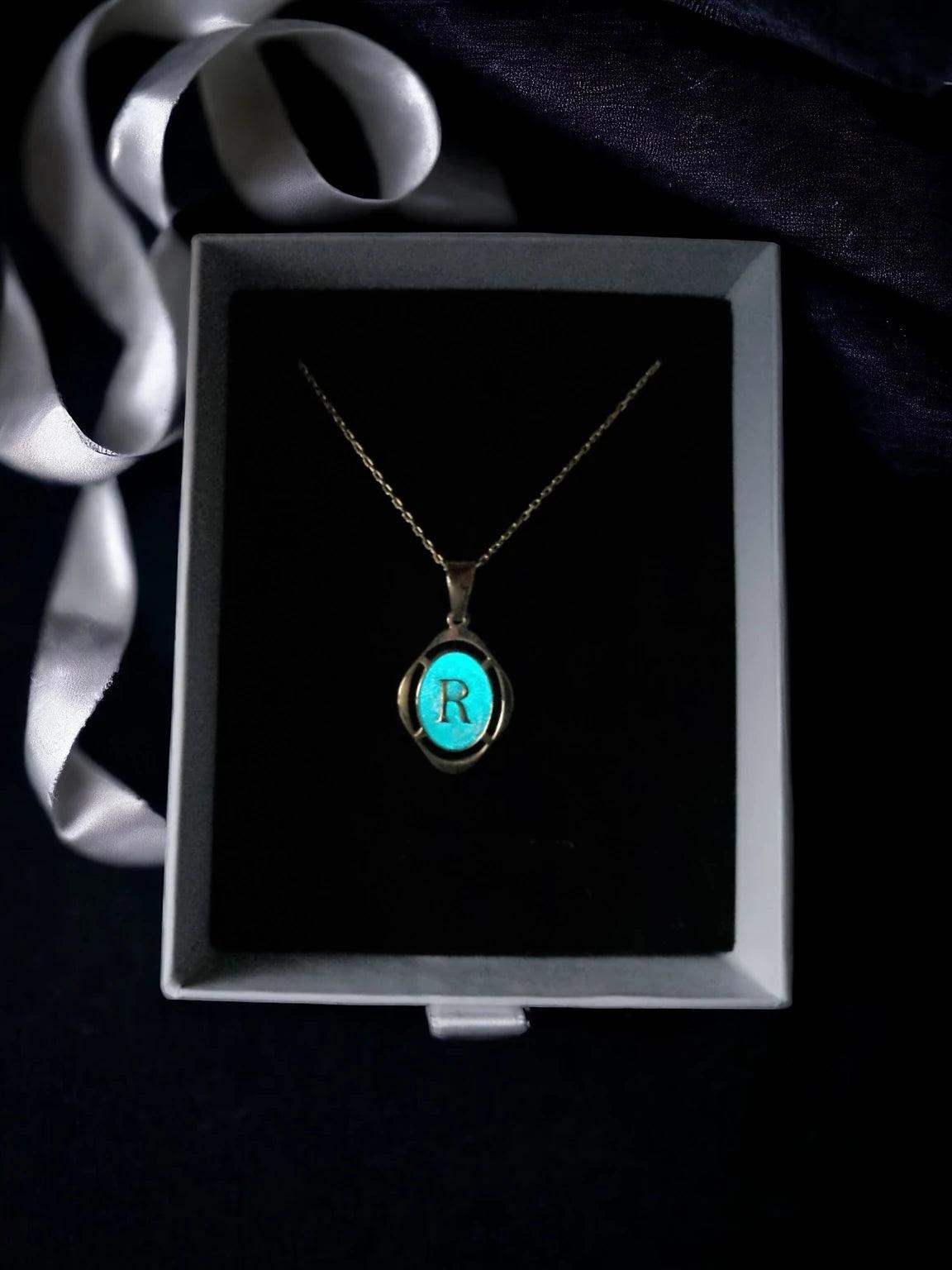 Night Shining Letter Necklace 925 Sterling Silver - Phosira Jewelry