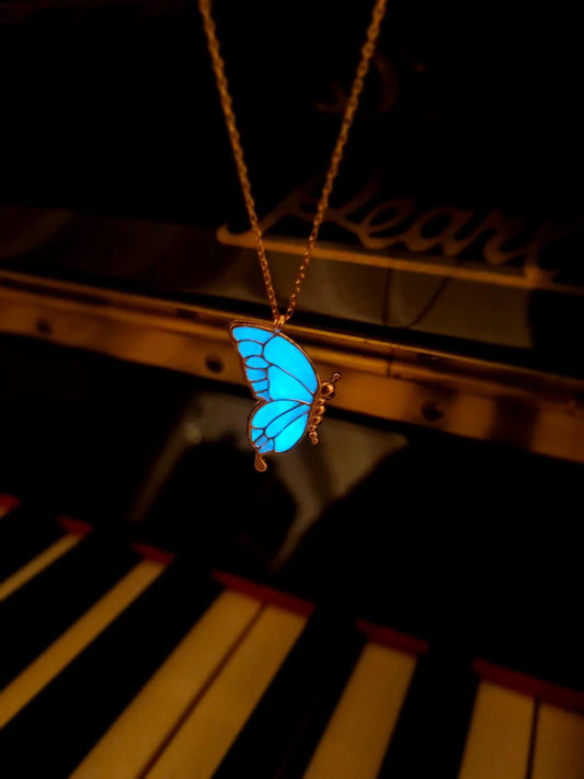 Night Shining Butterfly Necklace 925 Sterling Silver - Phosira Jewelry