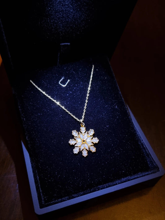 Night Glowing Snowflake Necklace 925 Sterling Silver - Phosira Jewelry