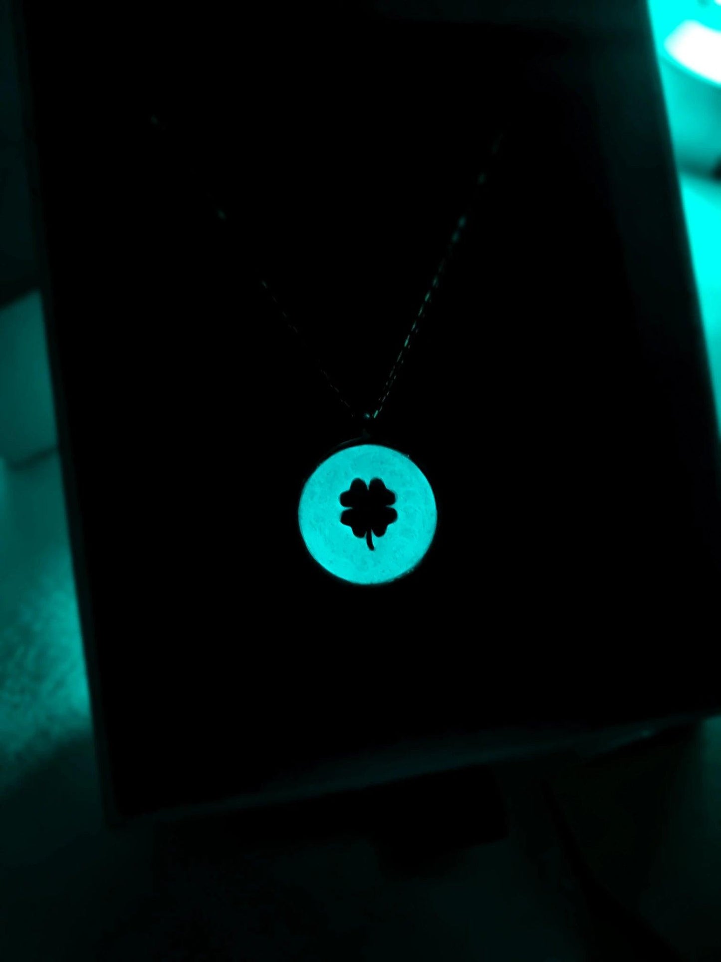 Night Glowing Clover Necklace 925 Sterling Silver - Phosira Jewelry