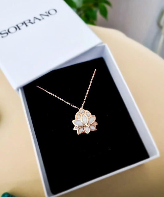 Night Glowing Lotus Necklace 925 Sterling Silver - Phosira Jewelry