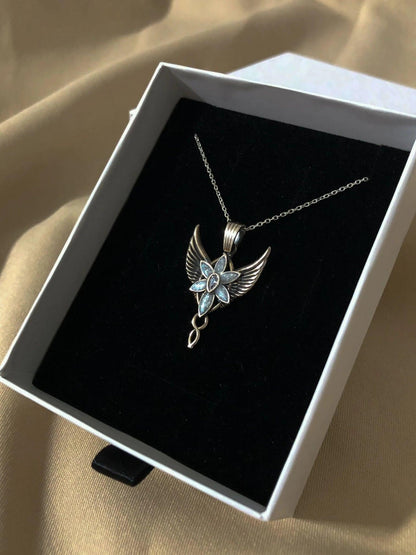 Night Shining Angel Necklace Evening Star Arwen Evenstar Necklace 925 Sterling Silver - Phosira Jewelry