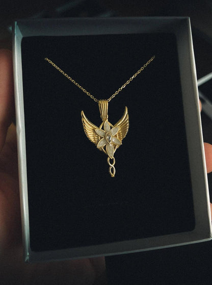 Night Shining Angel Necklace Evening Star Arwen Evenstar Necklace 925 Sterling Silver - Phosira Jewelry