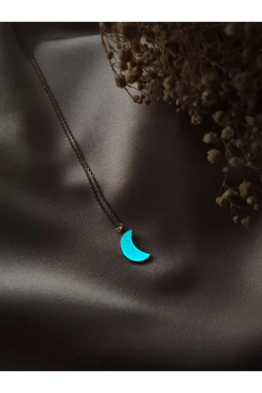 Night Shining Moon Necklace 925 Sterling Silver - Phosira Jewelry