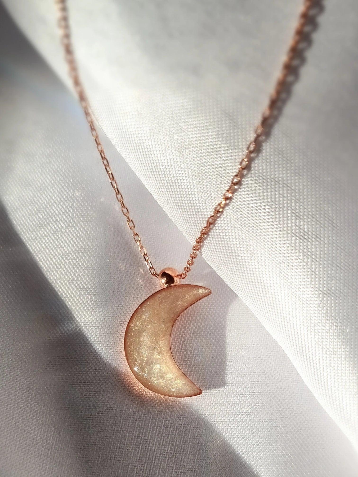 Night Shining Moon Necklace 925 Sterling Silver - Phosira Jewelry