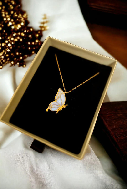 Night Shining Butterfly Necklace 925 Sterling Silver - Phosira Jewelry