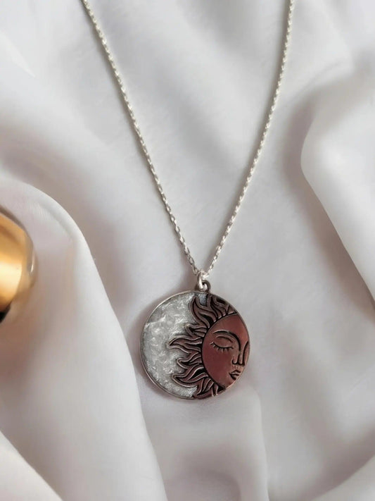 Night Shining Sun Necklace 925 Sterling Silver - Phosira Jewelry