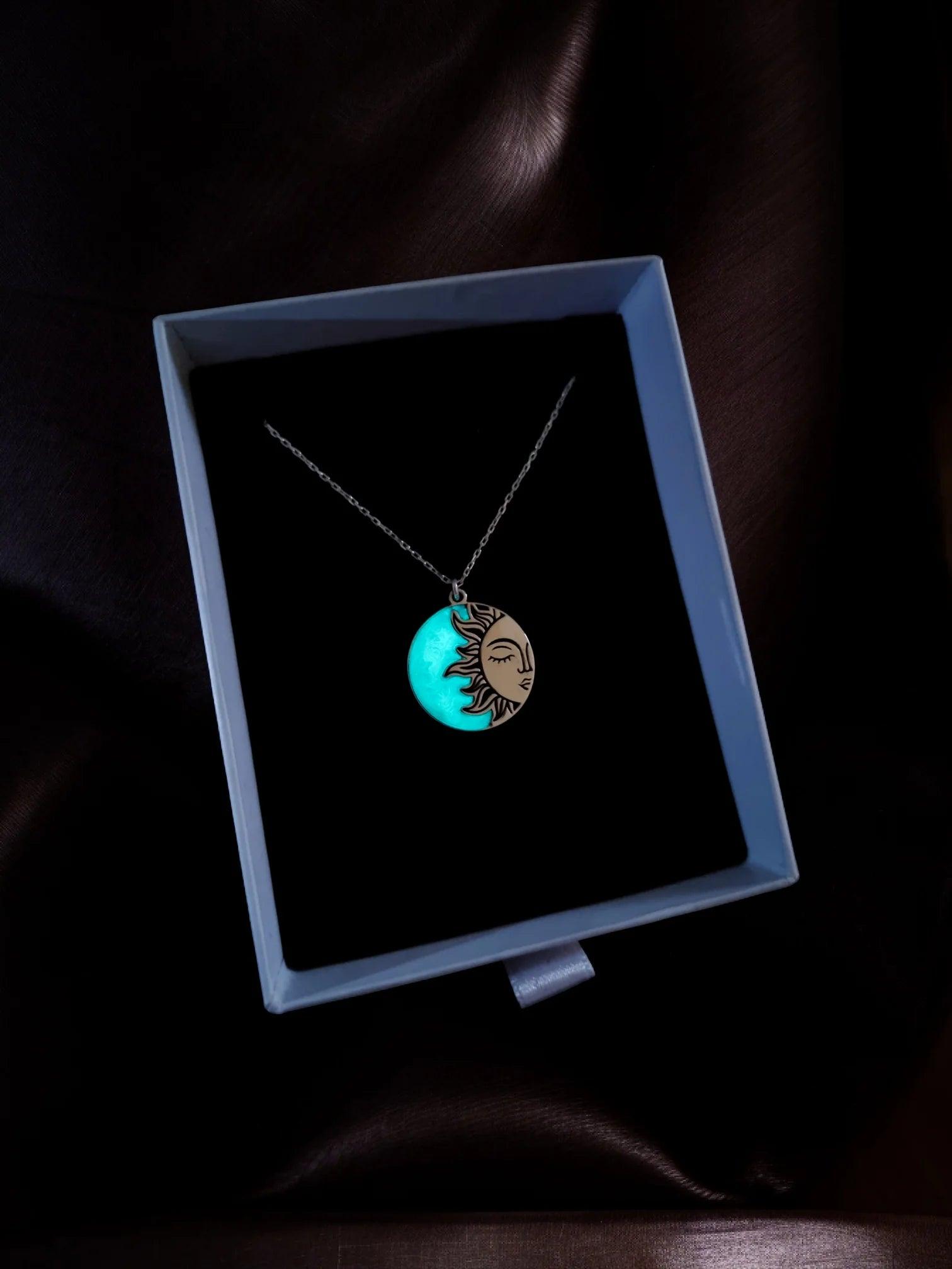 Night Shining Sun Necklace 925 Sterling Silver - Phosira Jewelry